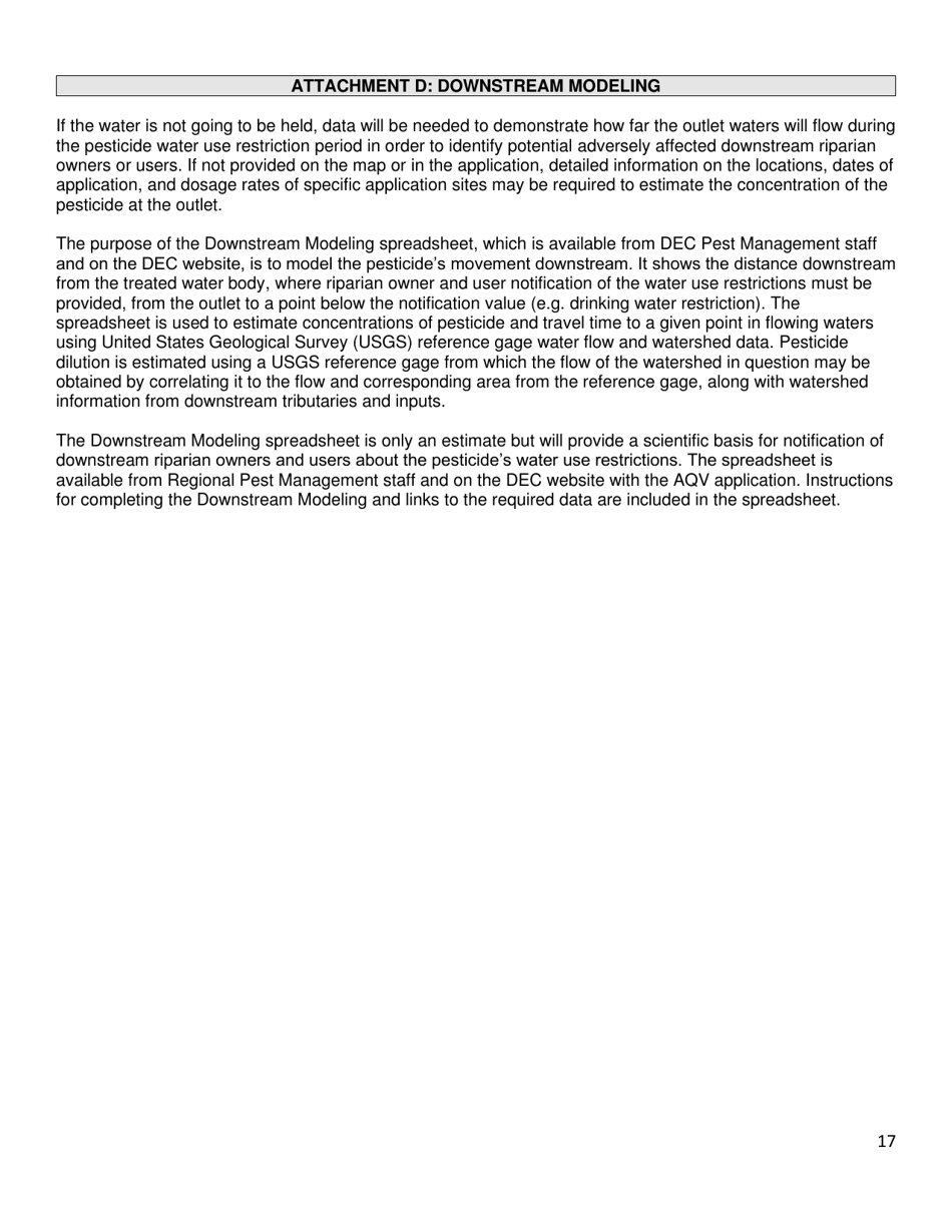 Application for a Permit to Use a Pesticide for the Control of an Aquatic Pest - Title 6 Nycrr Part 327 / 328 / 329 - New York, Page 17