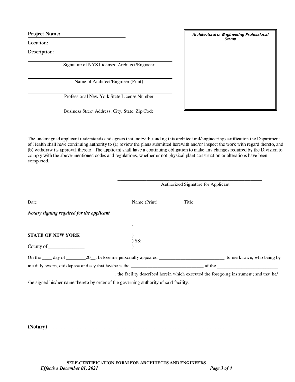 Self-certification Form for Architects and Engineers - New York, Page 3
