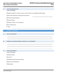 Form DOH-5132 Sparcs Limited and Identifiable Data Request Form - New York, Page 2