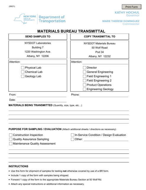 Materials Bureau Transmittal - New York Download Pdf