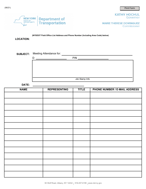 Form CONR539 Meeting Attendance Sheet - New York