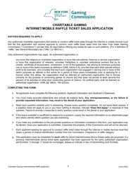 Document preview: Charitable Gaming Internet/Mobile Raffle Ticket Sales Application - New York