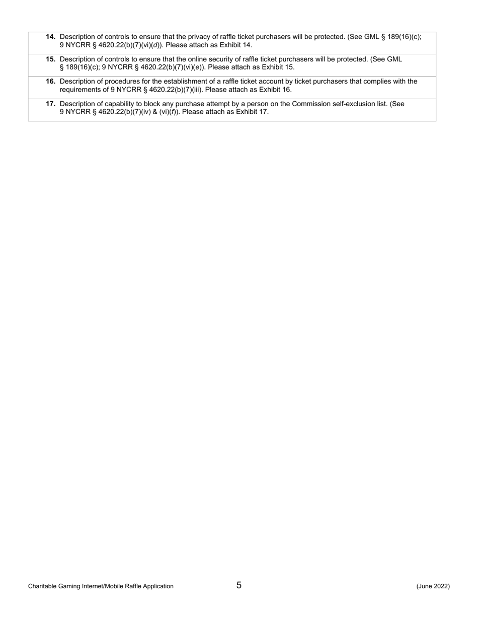 Charitable Gaming Internet / Mobile Raffle Ticket Sales Application - New York, Page 5