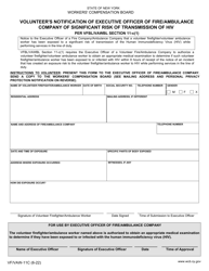 Document preview: Form VF/VAW-11C Volunteer's Notification of Executive Officer of Fire/Ambulance Company of Significant Risk of Transmission of HIV Per Vfbl/Vawbl Section 11-c(1) - New York