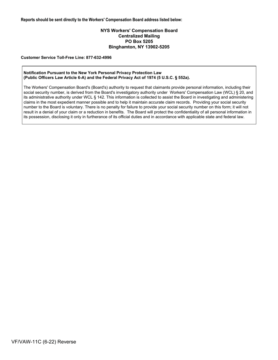 Form VF / VAW-11C Volunteers Notification of Executive Officer of Fire / Ambulance Company of Significant Risk of Transmission of HIV Per Vfbl / Vawbl Section 11-c(1) - New York, Page 2