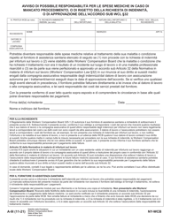 Form A-9 Notice That You May Be Responsible for Medical Costs in the Event of Failure to Prosecute, or if Compensation Claim Is Disallowed, or if Agreement Pursuant to Wcl 32 Is Approved - New York (Italian)