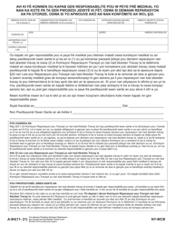 Document preview: Form A-9H Notice That You May Be Responsible for Medical Costs in the Event of Failure to Prosecute, or if Compensation Claim Is Disallowed, or if Agreement Pursuant to Wcl 32 Is Approved - New York (Haitian Creole)