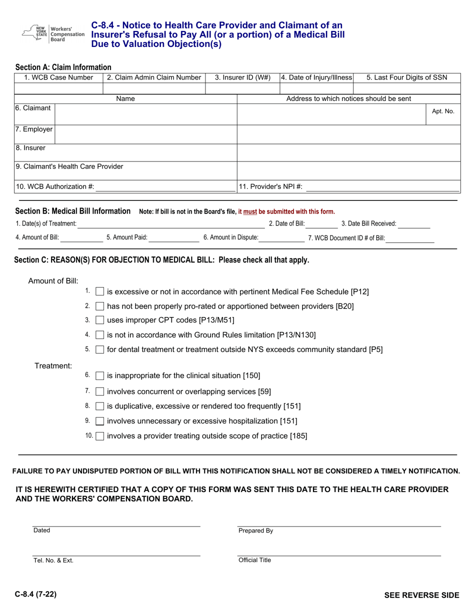 Form C8.4 Download Fillable PDF or Fill Online Notice to Health Care