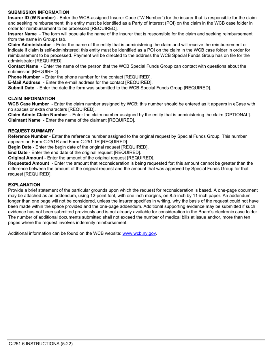 Form C-251.6 Insurers Request for Reconsideration of Reduction Under Wcl Section 14(6) or Section 15(8) - New York, Page 2