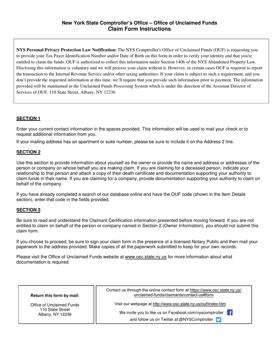 Blank Claim Form - New York, Page 2