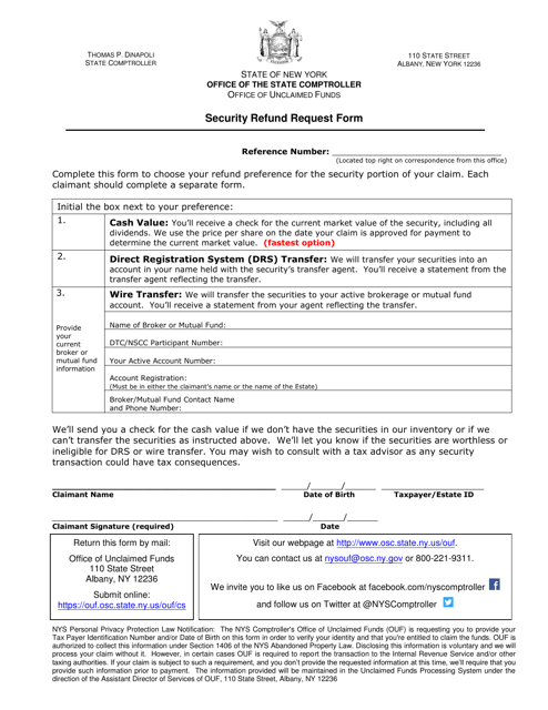 New York Security Refund Request Form Fill Out Sign Online And New York Security Refund Request Form Fill Out Sign Online And