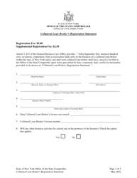 Document preview: Collateral Loan Broker's Registration Statement - New York