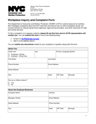 Workplace Inquiry and Complaint Form - New York City