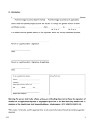 Attestation Form for Named Parents or Legal Guardians of a Registrant Younger Than 18 Years Old - New York City, Page 3