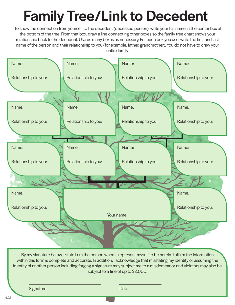 Family Tree/Link to Decedent - New York City, Page 1