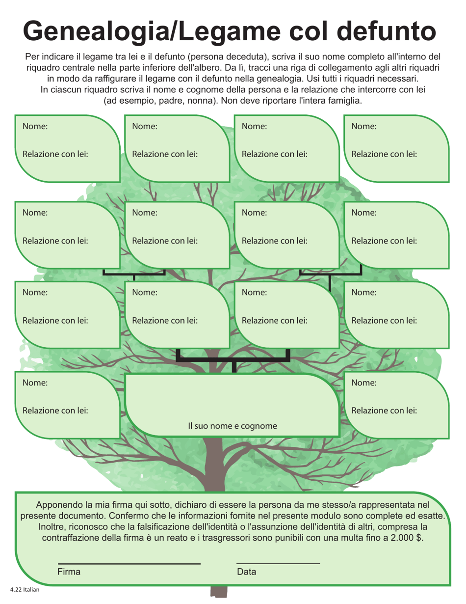 Family Tree/Link to Decedent - New York City (Italian), Page 1