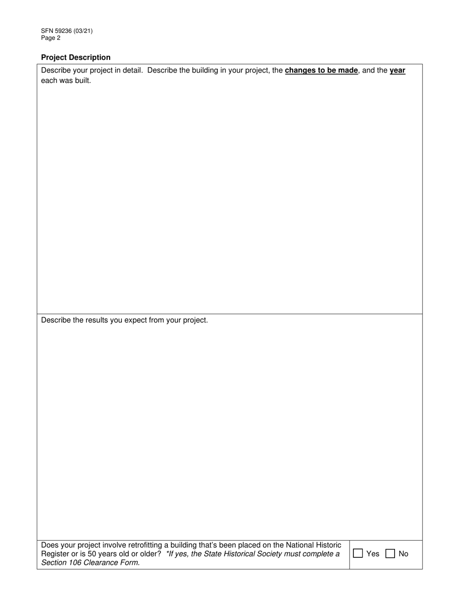 Form SFN59236 Energy Conservation Grant Application - North Dakota, Page 2