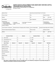 Document preview: Form SFN59676 Application - North Dakota Development Fund (Nddf)/New Venture Capital Program (Nvcp) - North Dakota