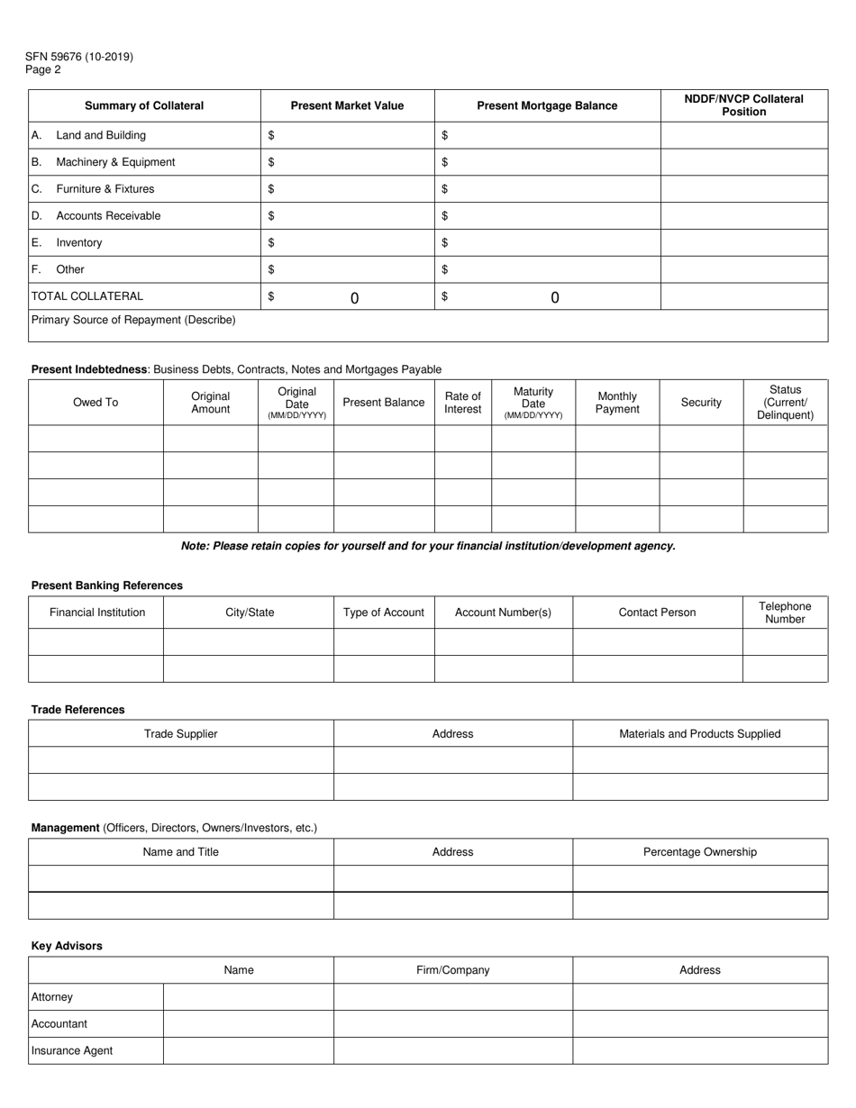 Form SFN59676 Application - North Dakota Development Fund (Nddf) / New Venture Capital Program (Nvcp) - North Dakota, Page 2