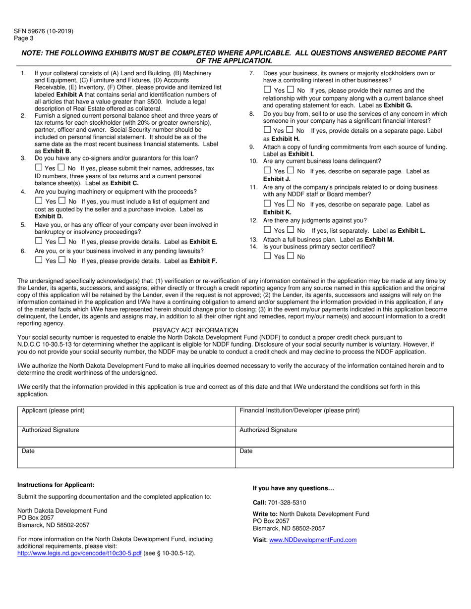 Form SFN59676 Application - North Dakota Development Fund (Nddf) / New Venture Capital Program (Nvcp) - North Dakota, Page 3