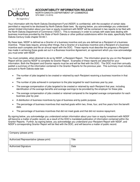 Form SFN59681 Accountability Information Release - North Dakota