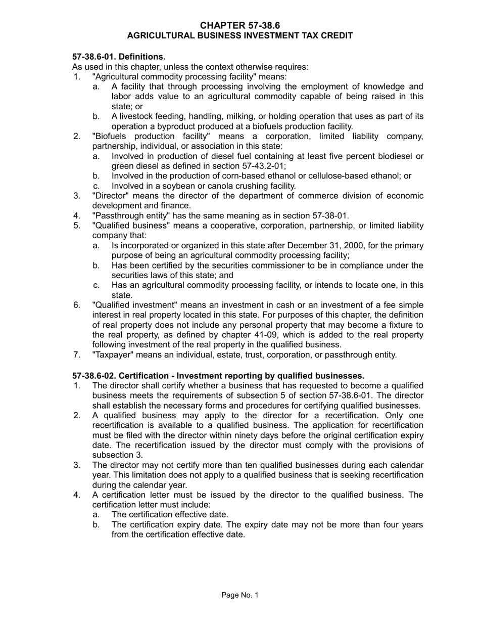 Form SFN58663 Application for Certification as a Qualified Business for the Agricultural Business Investment Tax Credit - North Dakota, Page 3