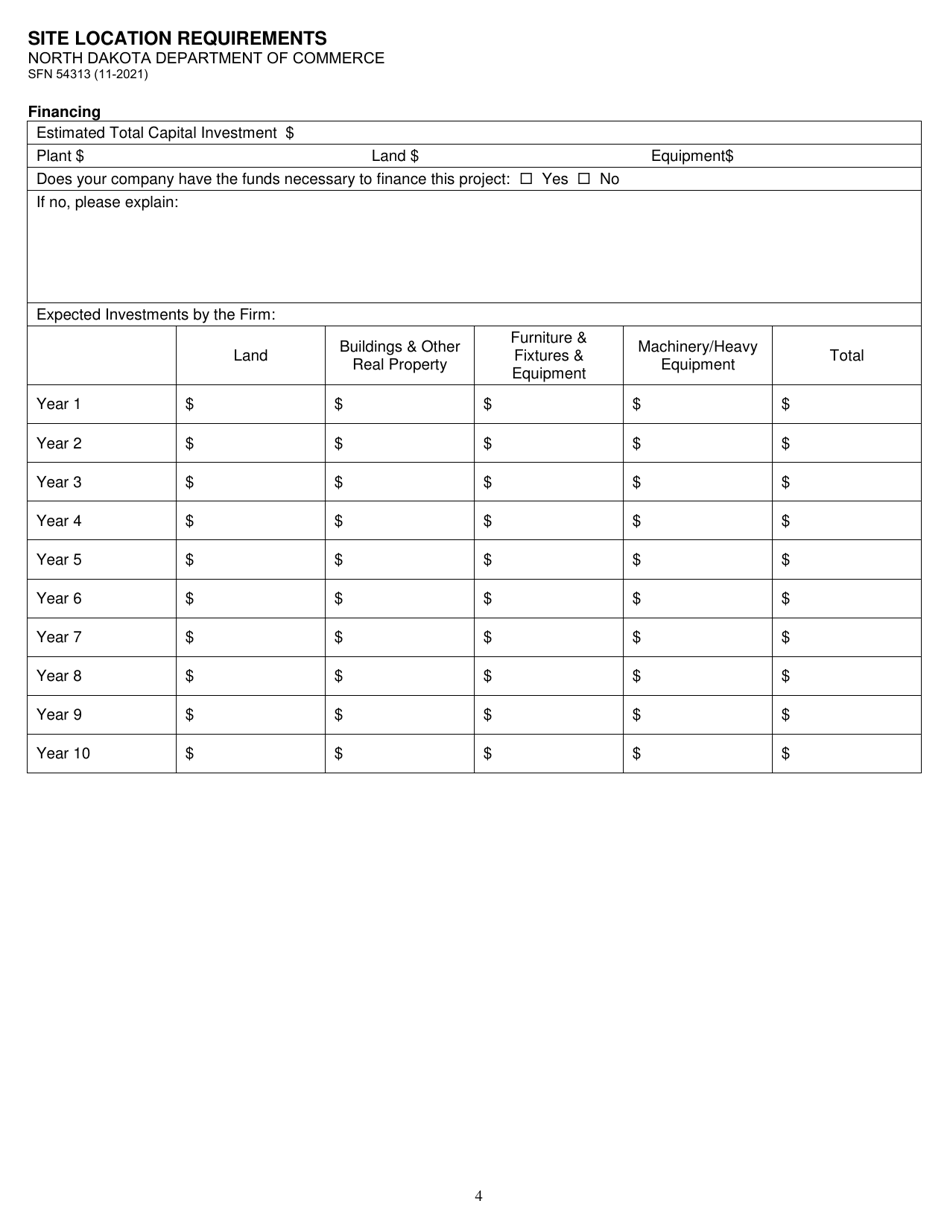 Form SFN54313 Site Location Requirements - North Dakota, Page 4