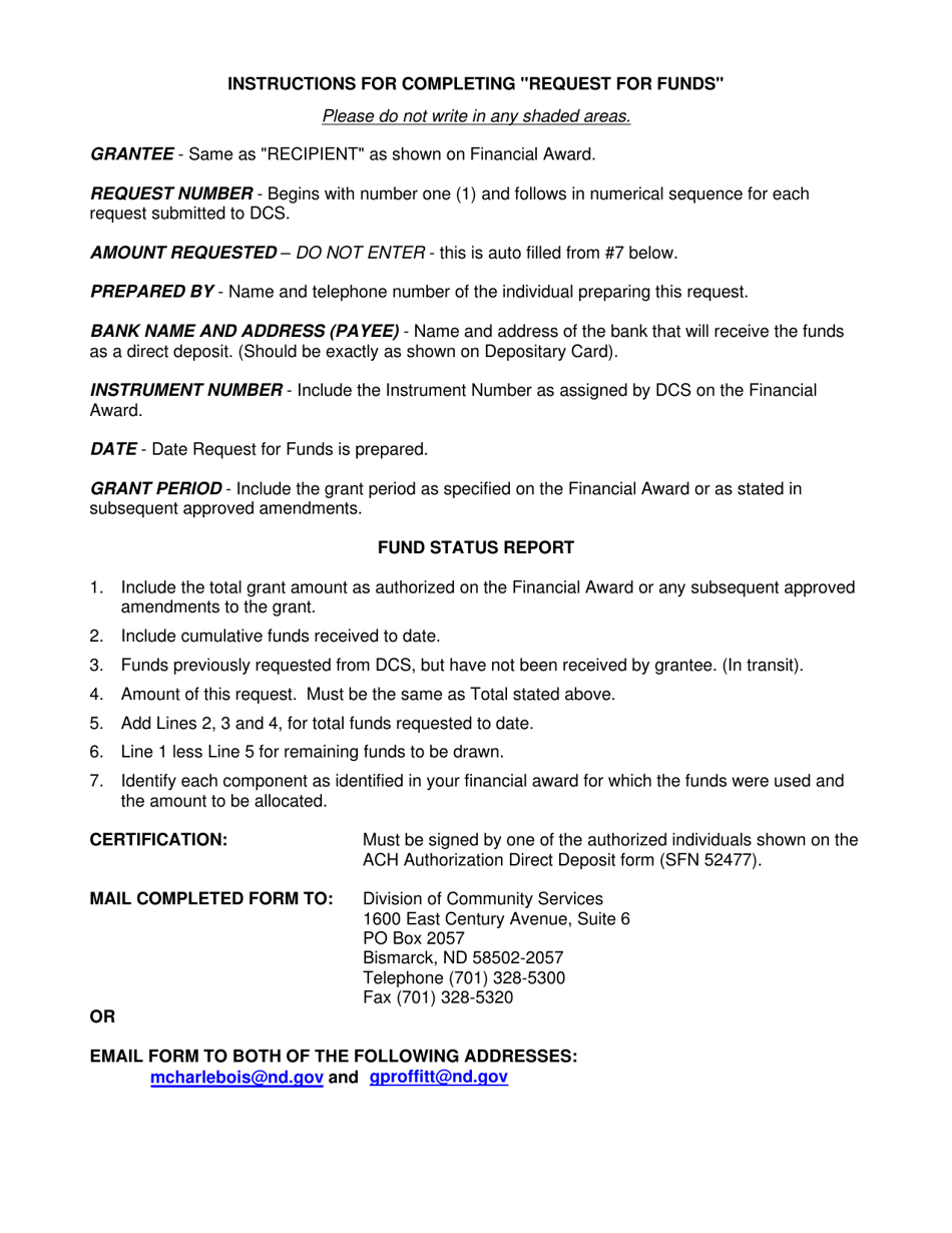 Form SFN52681 Esg / Ndhg Request for Funds - North Dakota, Page 2