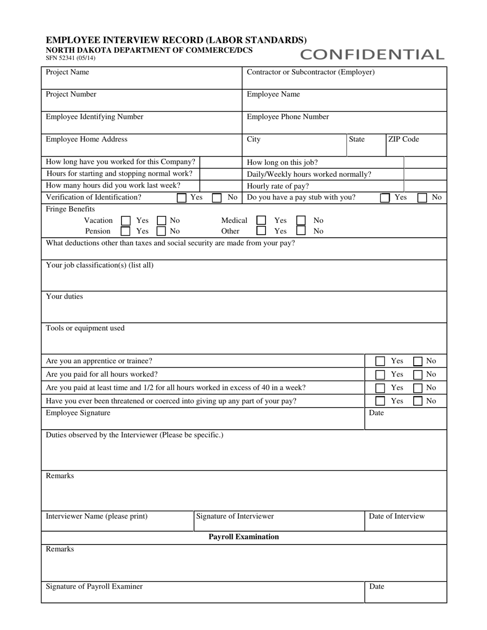 Form SFN52341 - Fill Out, Sign Online and Download Fillable PDF, North ...