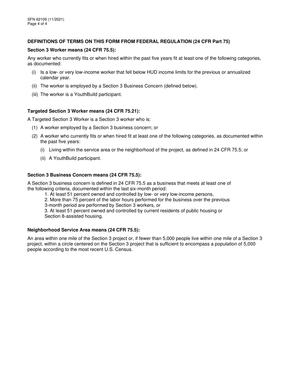 Form SFN62109 Section 3 Work Hours and Outreach Efforts for Each Financial Draw - North Dakota, Page 4