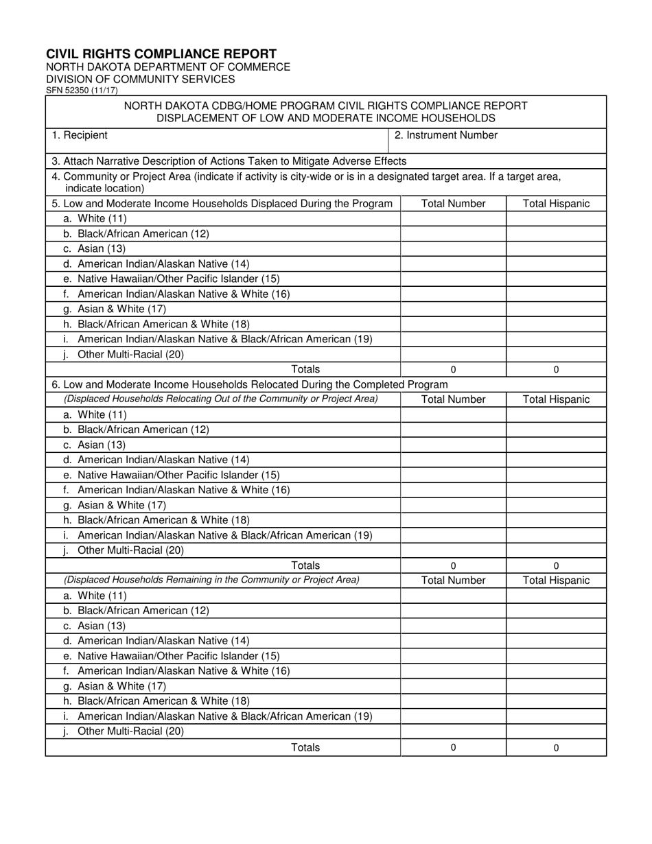 Form SFN52350 Civil Rights Compliance Report - North Dakota, Page 1