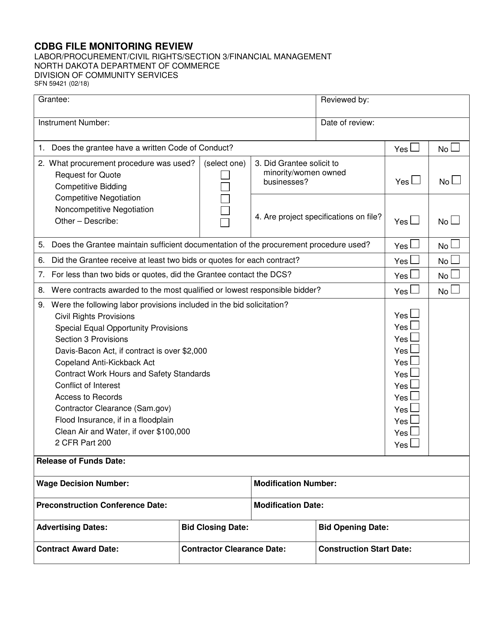 Form SFN59421  Printable Pdf