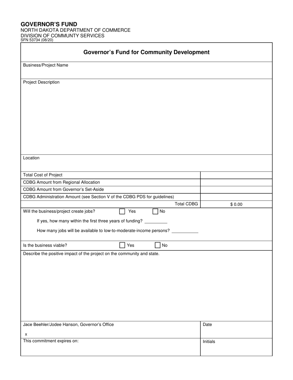 Form SFN53734 - Fill Out, Sign Online and Download Fillable PDF, North ...
