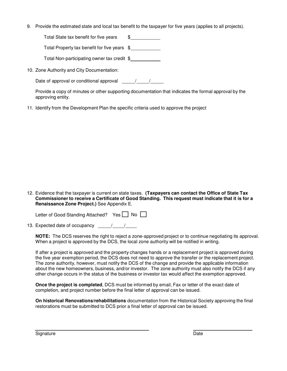 Form SFN59291 Renaissance Zone Project Application - North Dakota, Page 3