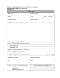 Document preview: Form SFN55205 North Dakota Renaissance Zone Application - North Dakota