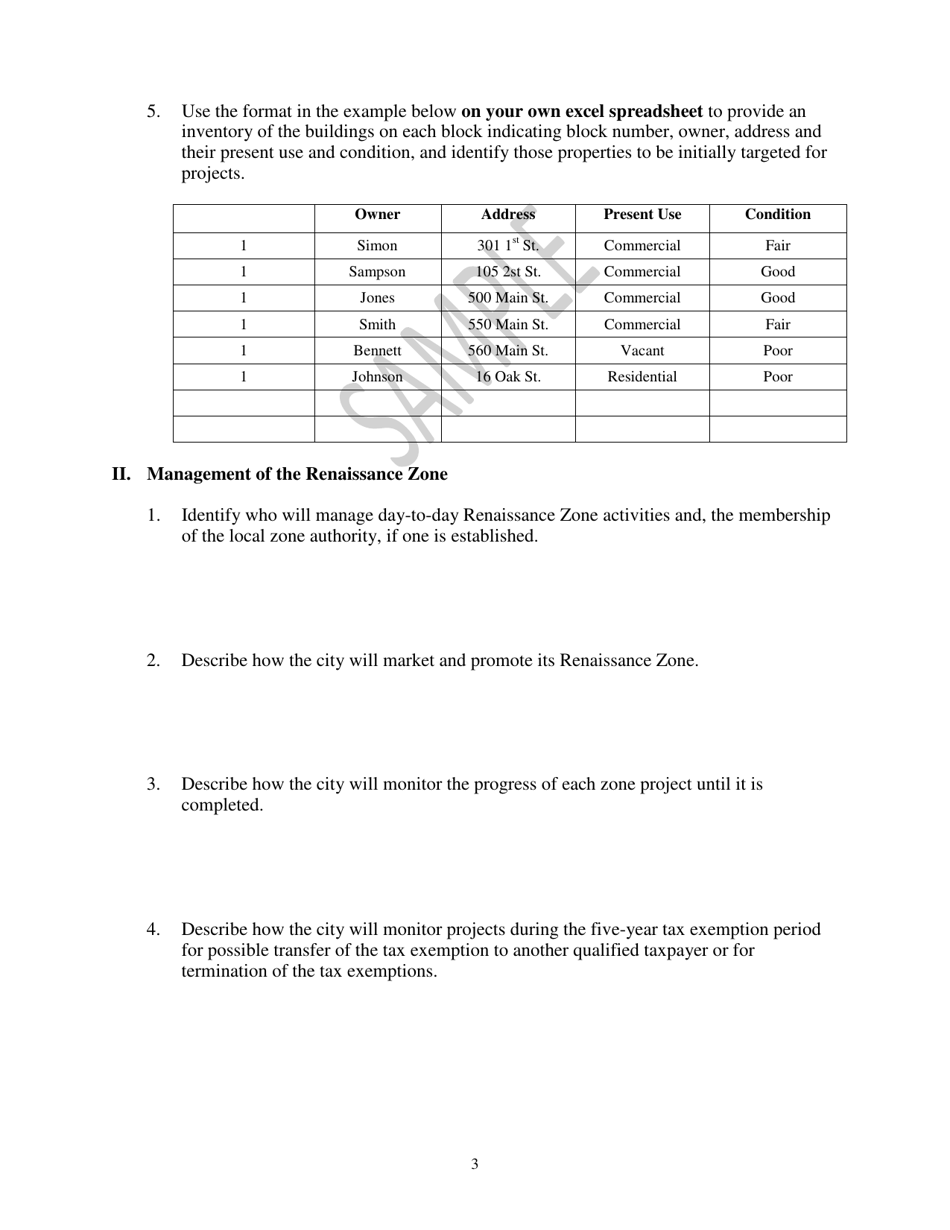 Form SFN55205 North Dakota Renaissance Zone Application - North Dakota, Page 3