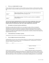 Advance Directive for a Natural Death (Living Will) - North Carolina, Page 3