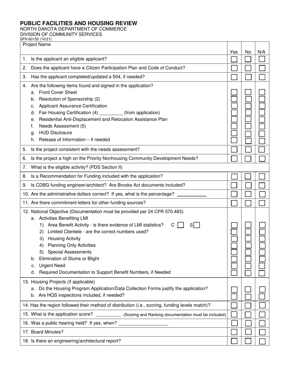 Form SFN60155 - Fill Out, Sign Online and Download Fillable PDF, North ...