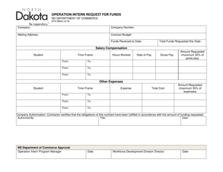 Document preview: Form SFN58842 Operation Intern Request for Funds - North Dakota