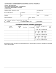 Document preview: Form SFN61703 Nonresident Nursing Employment Relocation Program Grant Application - North Dakota