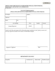 Document preview: Form SFN58344 Application for Manufactured Home Installation Insignia - North Dakota