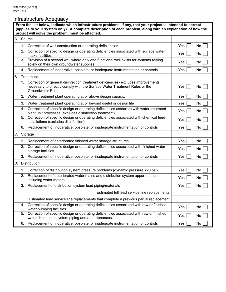 Form SFN54458 Project Questionnaire for the Drinking Water State Revolving Fund (Dwsrf) Program - North Dakota, Page 3