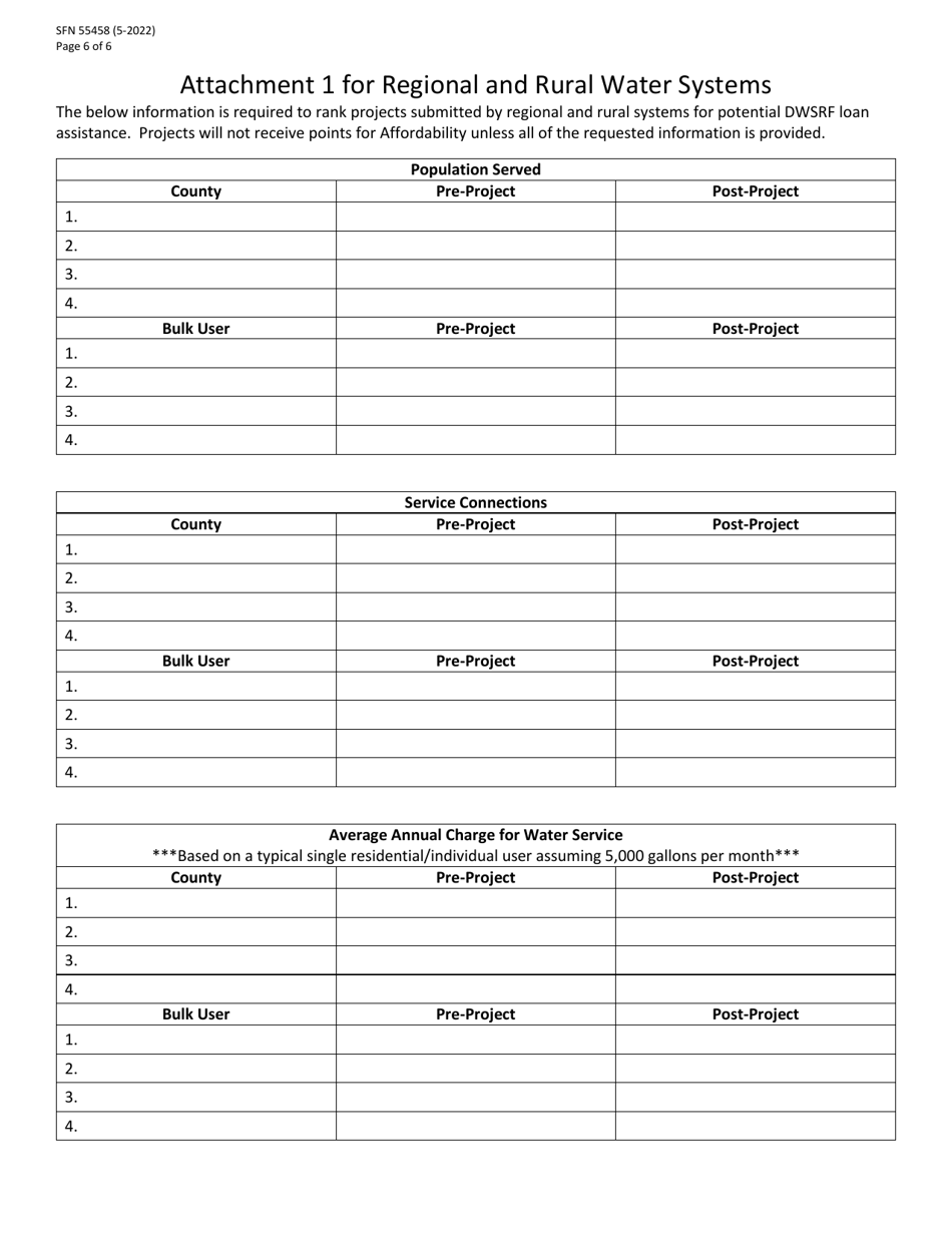 Form SFN54458 Project Questionnaire for the Drinking Water State Revolving Fund (Dwsrf) Program - North Dakota, Page 6
