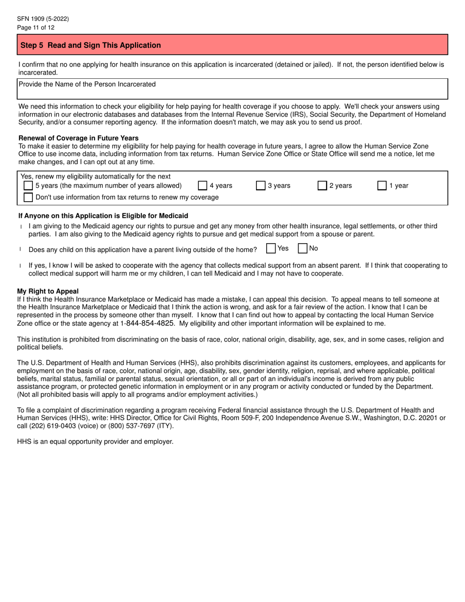 Form SFN1909 Application for Health Coverage and Help Paying Costs - North Dakota, Page 12