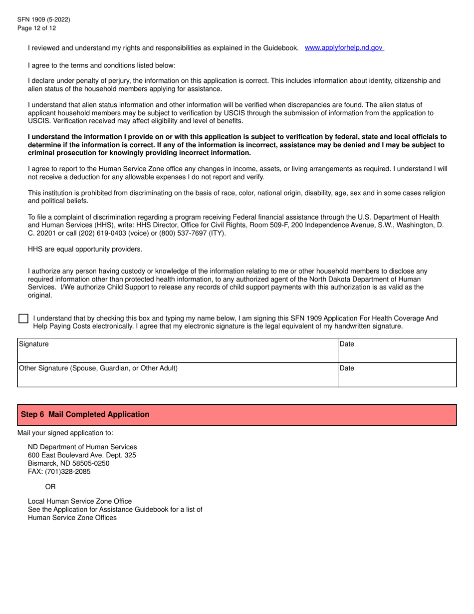 Form SFN1909 Application for Health Coverage and Help Paying Costs - North Dakota, Page 13