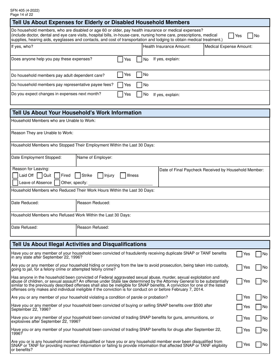 Form SFN405 Fill Out, Sign Online and Download Fillable PDF, North