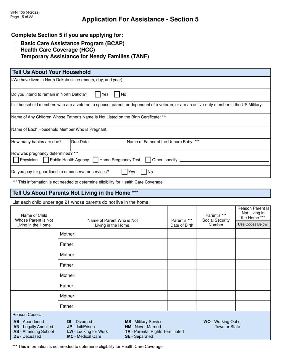 Form SFN405 Application for Assistance - North Dakota, Page 17