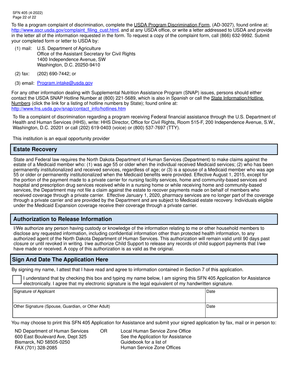 Form SFN405 Application for Assistance - North Dakota, Page 24