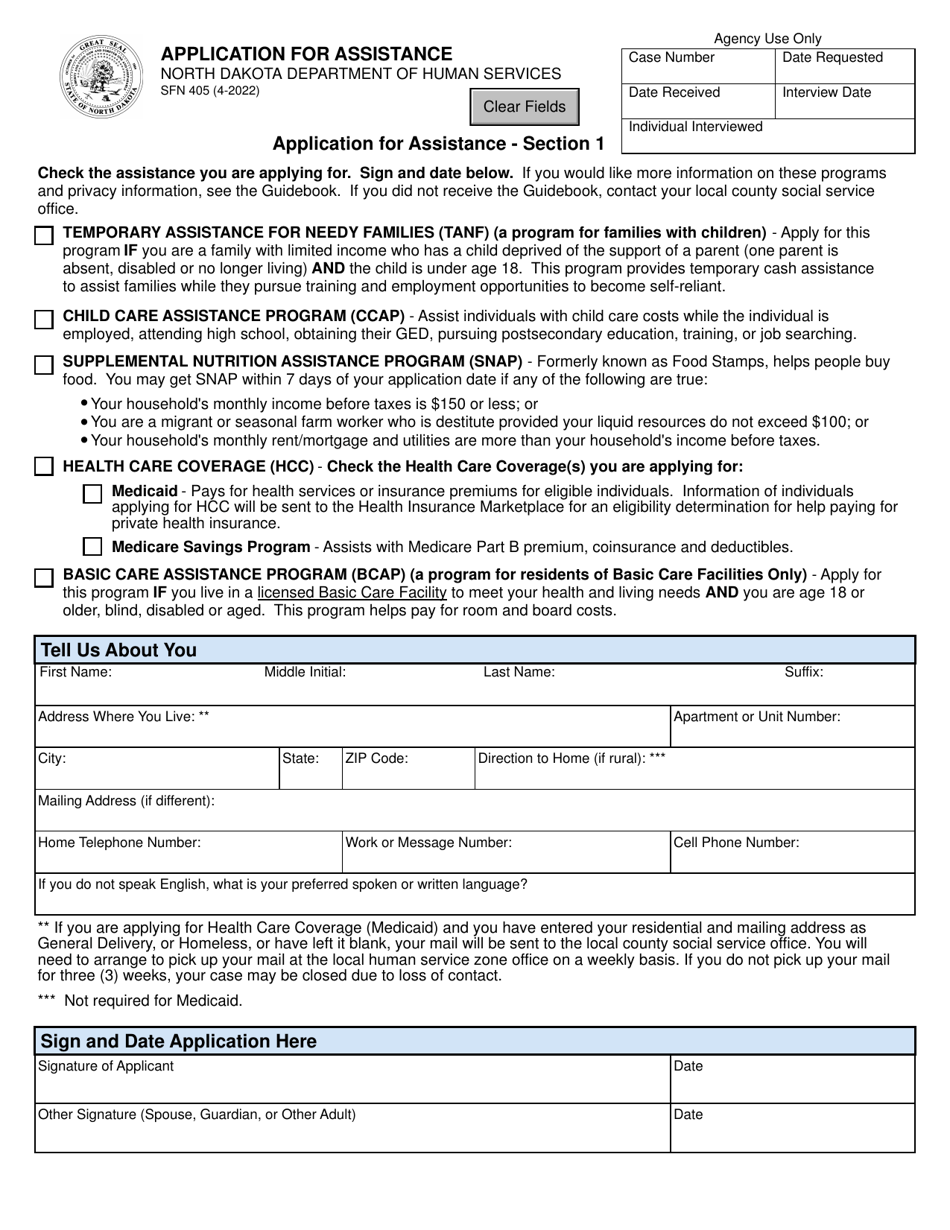 Form SFN405 Application for Assistance - North Dakota, Page 3