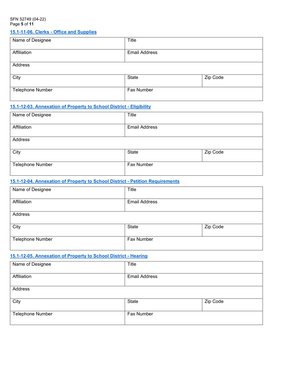 Form SFN52749 Assignment of Statutory Duties County Superintendent of Schools - North Dakota, Page 5